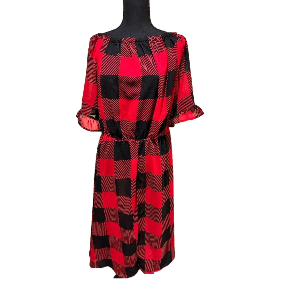 CHECKERED RED AND BLACK ASHLEY STEWART DRESS